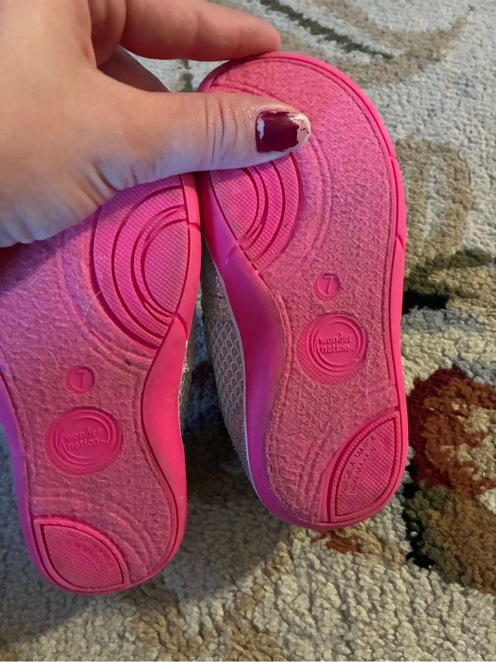 wonder nation Silver and Pink Mary Jane Hook-and-Loop Sneakers